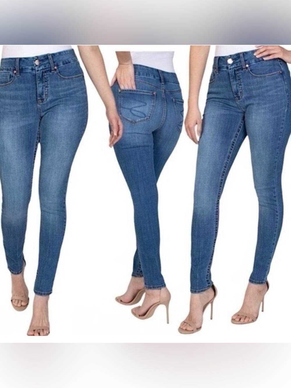 Seven7 Women’s Medium Wash Tummyless High Rise Skinny Jeans